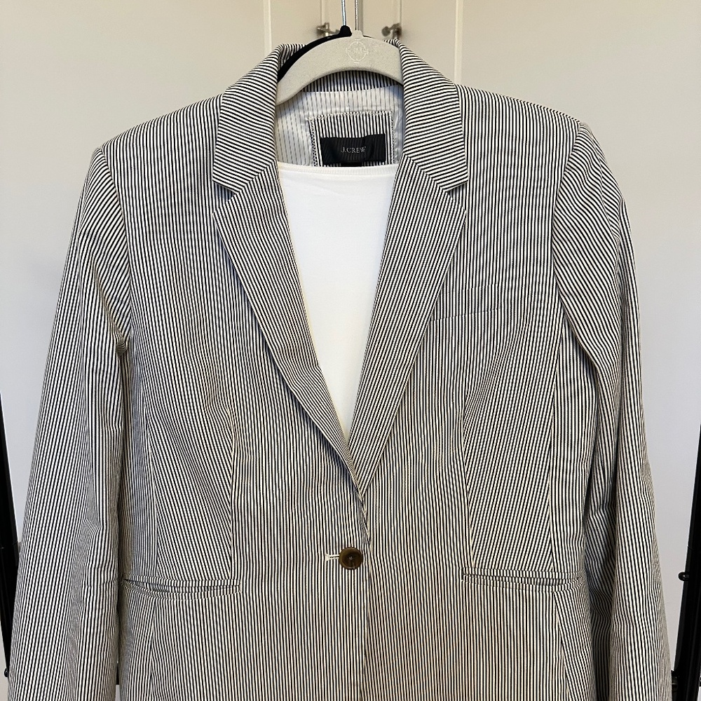 J Crew Black & White Striped Schoolboy Blazer - excellent condition